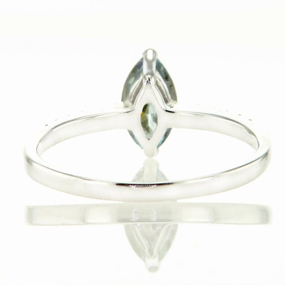 Blue Marquise Cut Diamond Engagement Ring 14K White Gold 0.83 TCW - Picture 7 of 9